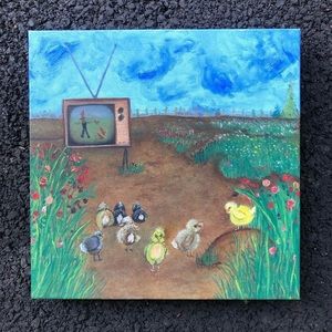 Chick Flick Oil Painting on Canvas Original Art